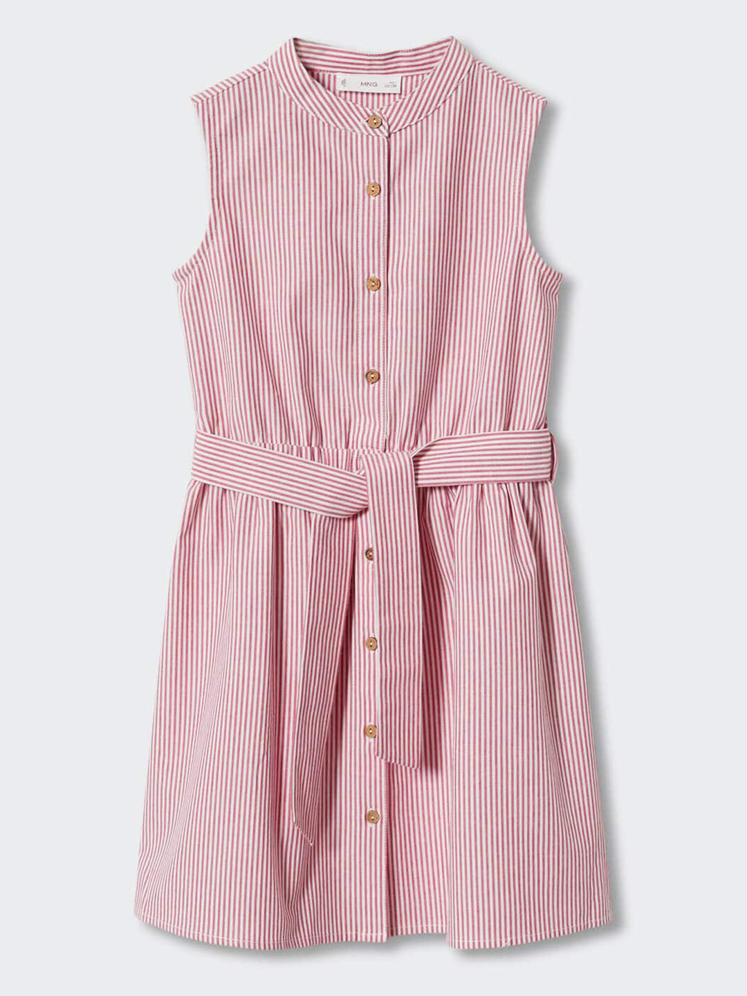 

Mango Kids Girls Striped Pure Cotton Sustainable Shirt Dress, Red