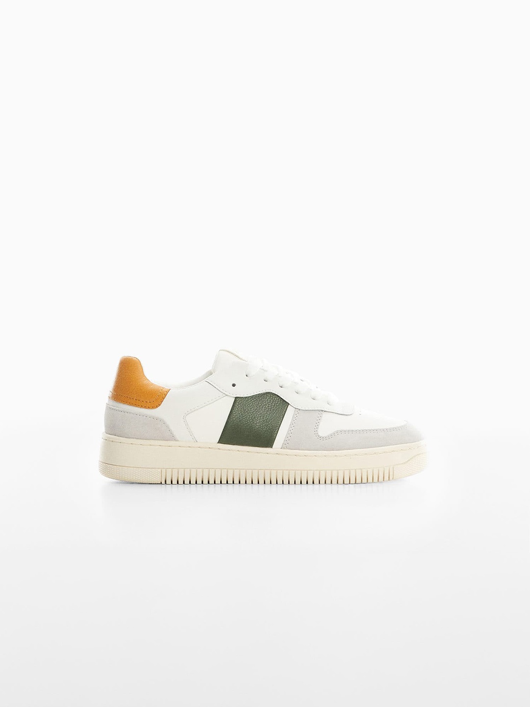 

MANGO MAN Colourblocked Leather Sneakers, White