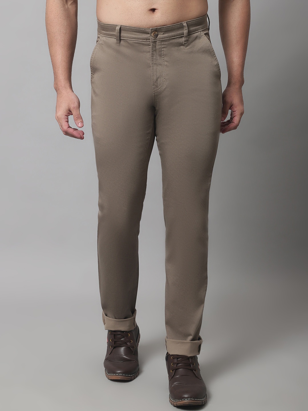 

Cantabil Men Regular Fit Cotton Trousers, Khaki