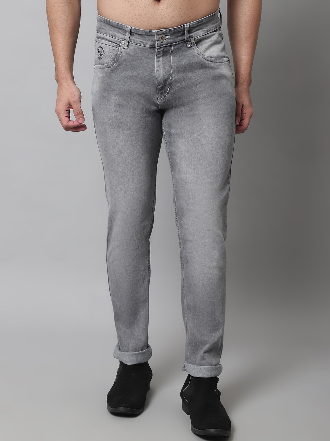 

Cantabil Men Heavy Fade Cotton Stretchable Jeans, Grey