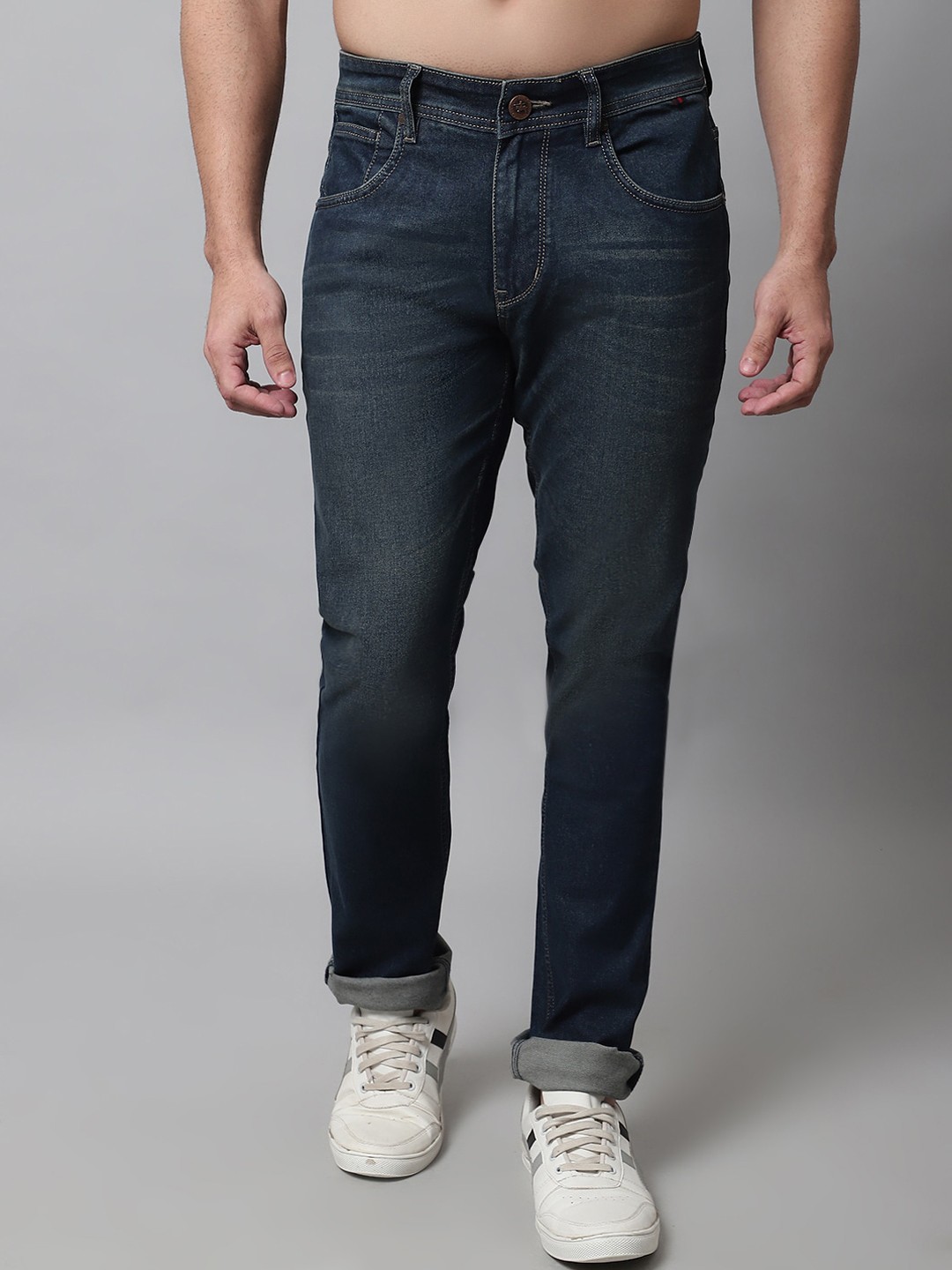 

Cantabil Men Light Fade Stretchable Cotton Jeans, Blue