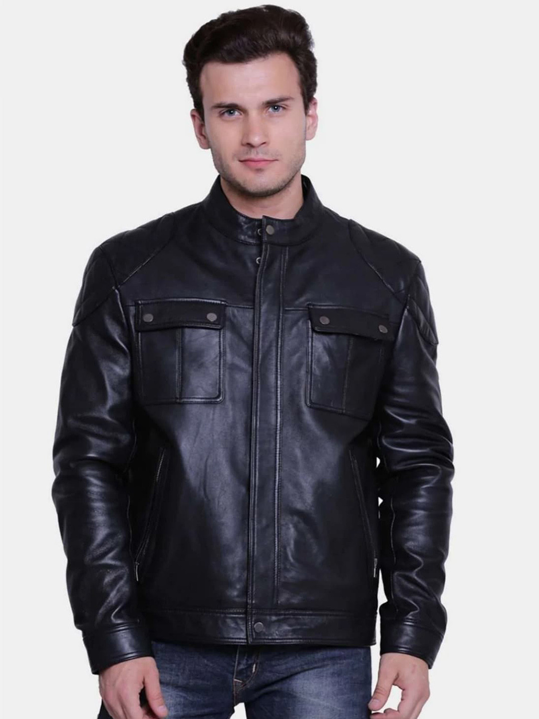 

Justanned Men Leather Lightweight Leather Jacket, Black