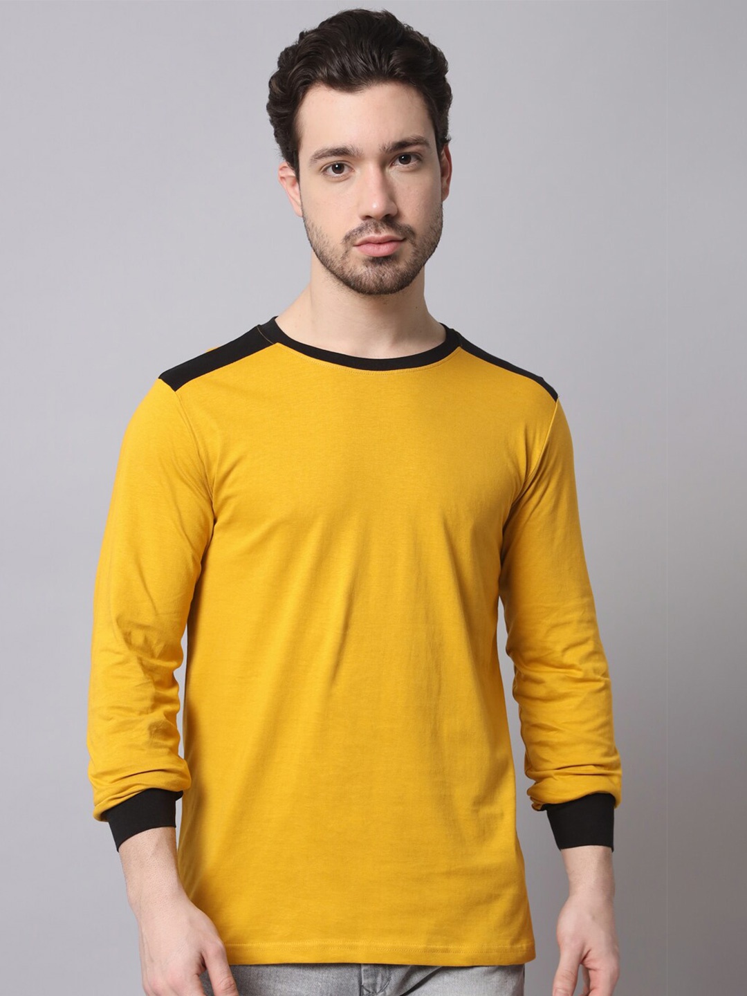 

Trends Tower Men Cotton T-shirt, Mustard