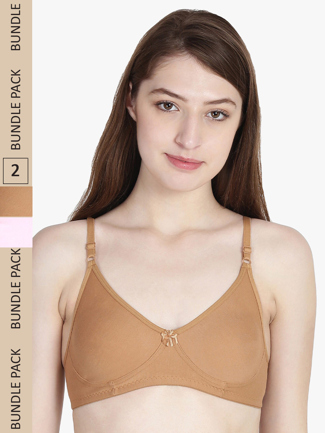 

Leading Lady Pack Of 2 Pure Cotton Non Padded Bra, Beige