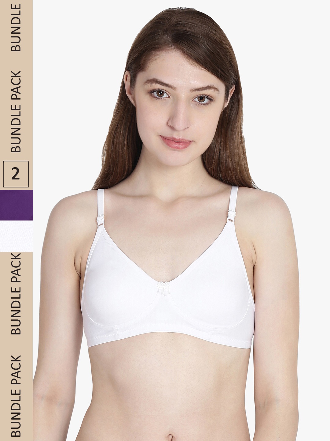 

Leading Lady Pack Of 2 Pure Cotton Non Padded Bra, White