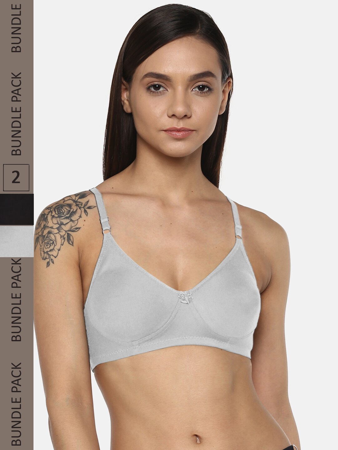 

Leading Lady Pack Of 2 Pure Cotton Non Padded Bra, Black