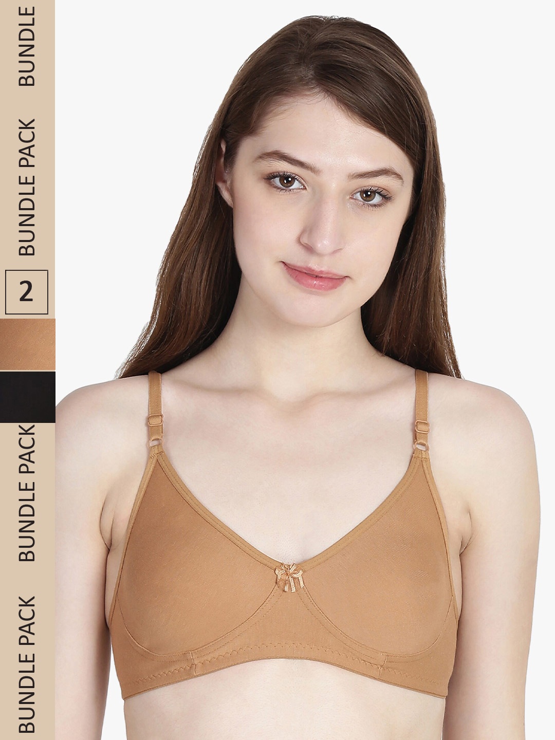 

Leading Lady Pack Of 2 Pure Cotton Non Padded Bra, Black