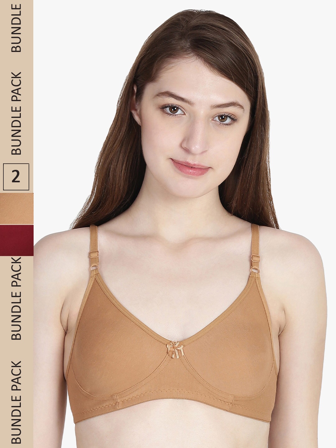 

Leading Lady Pack Of 2 Pure Cotton Non Padded Bra, Beige
