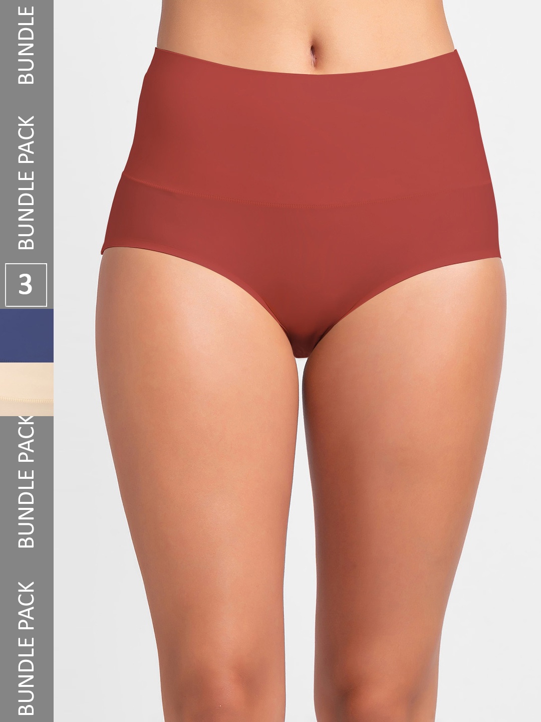 

FashionRack Women Pack Of 3 Assorted Seamless Tummy Tucker Hipster Briefs