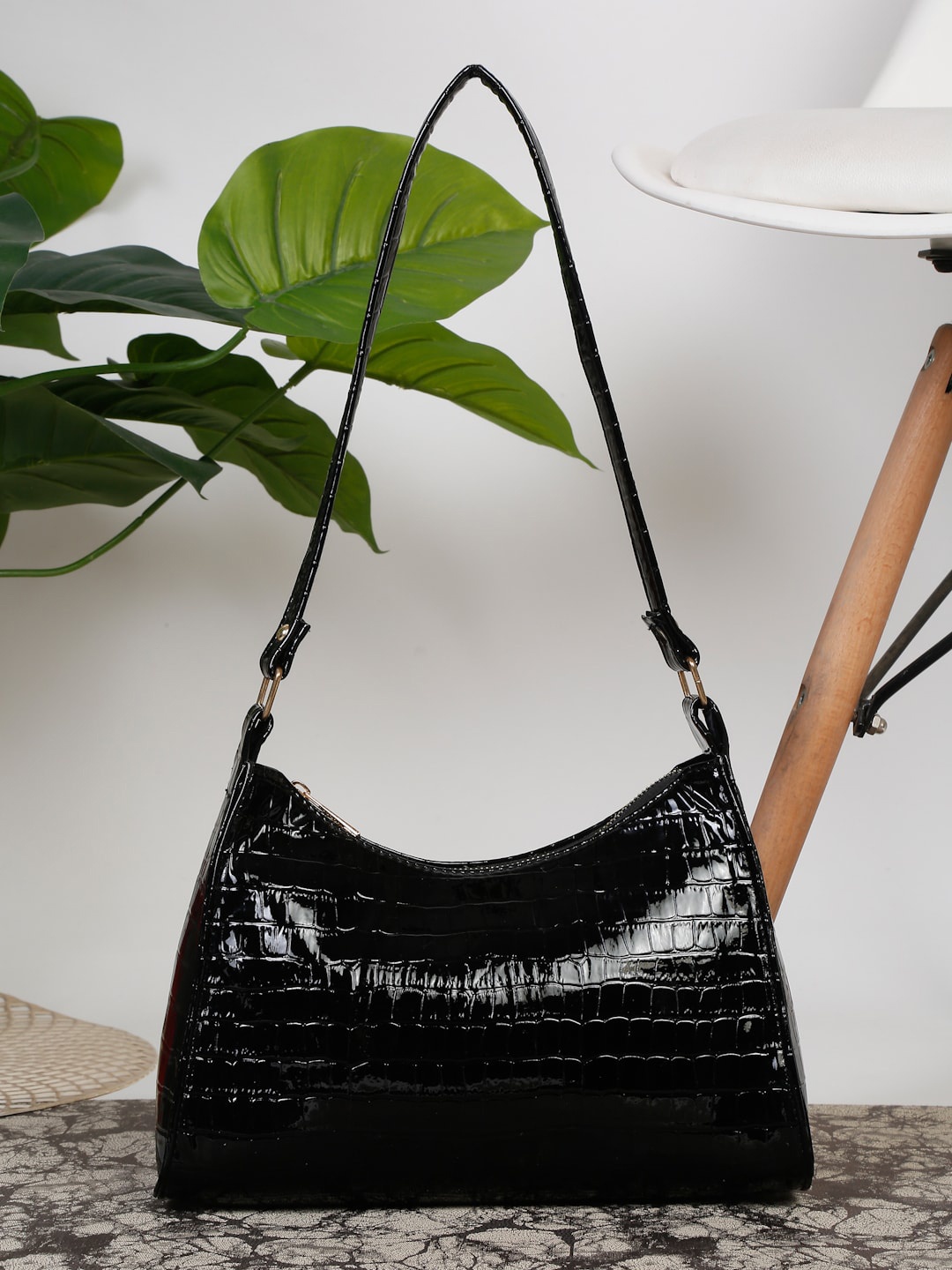 

FARGO Textured PU Oversized Structured Shoulder Bag, Black