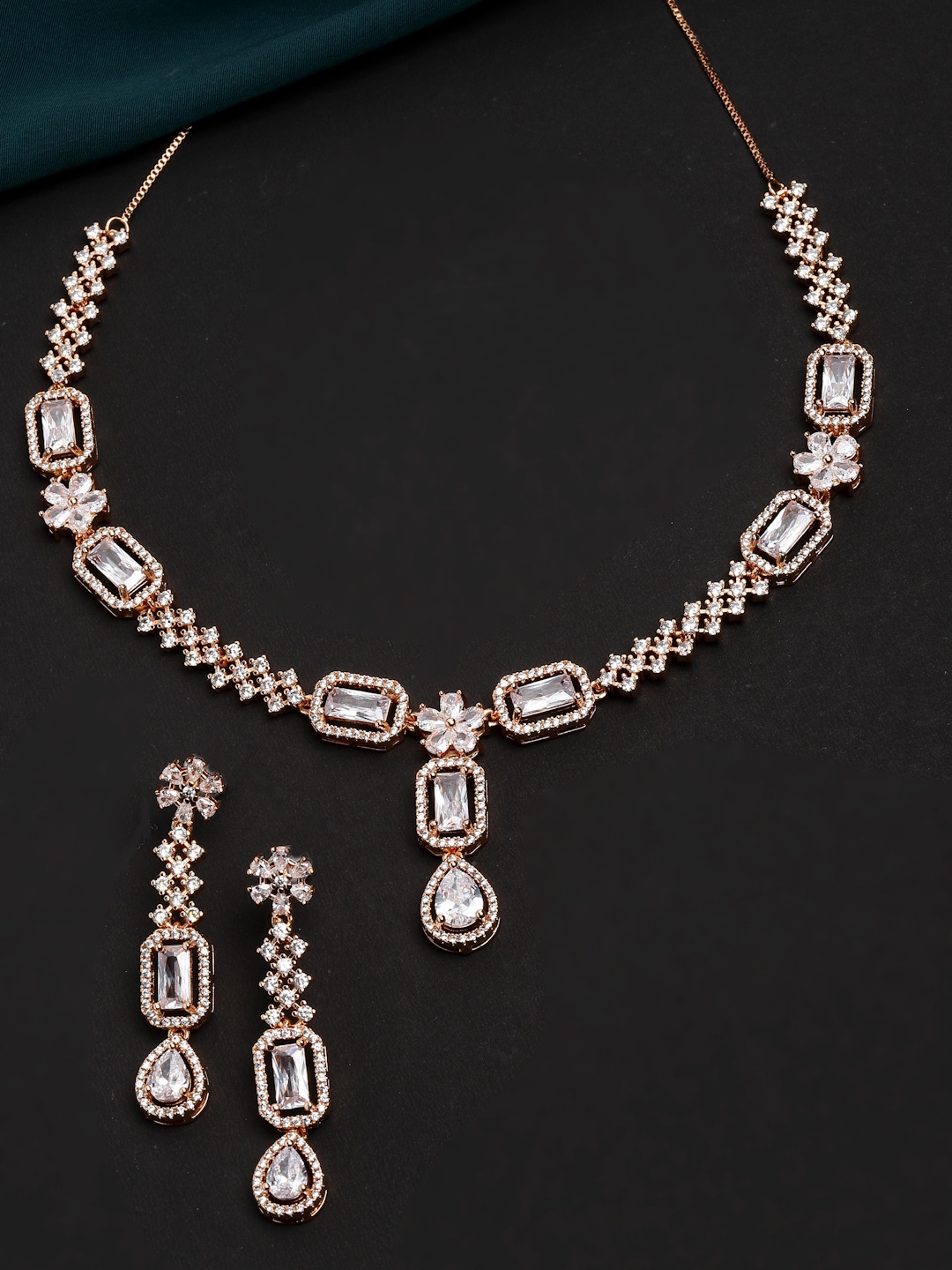 

PANASH Gold-Plated AD Stone-Studded Jewellery Set