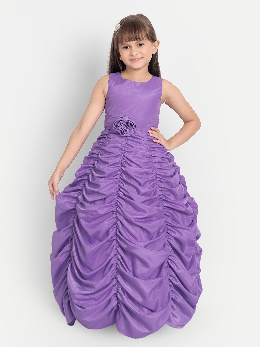 

SOFYANA Girls Gathered Party Silk Gown Dress, Lavender