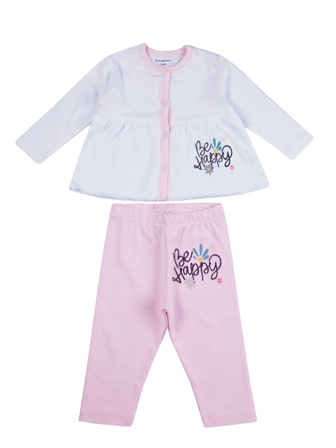 

My Milestones Girls Printed Top with Leggings, White