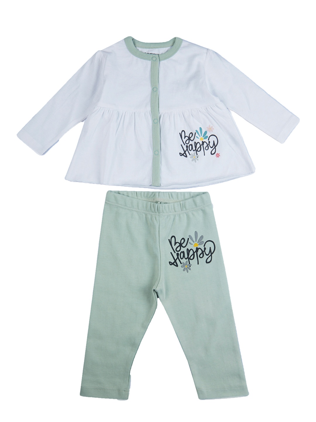 

My Milestones Girls Printed Top with Leggings, White