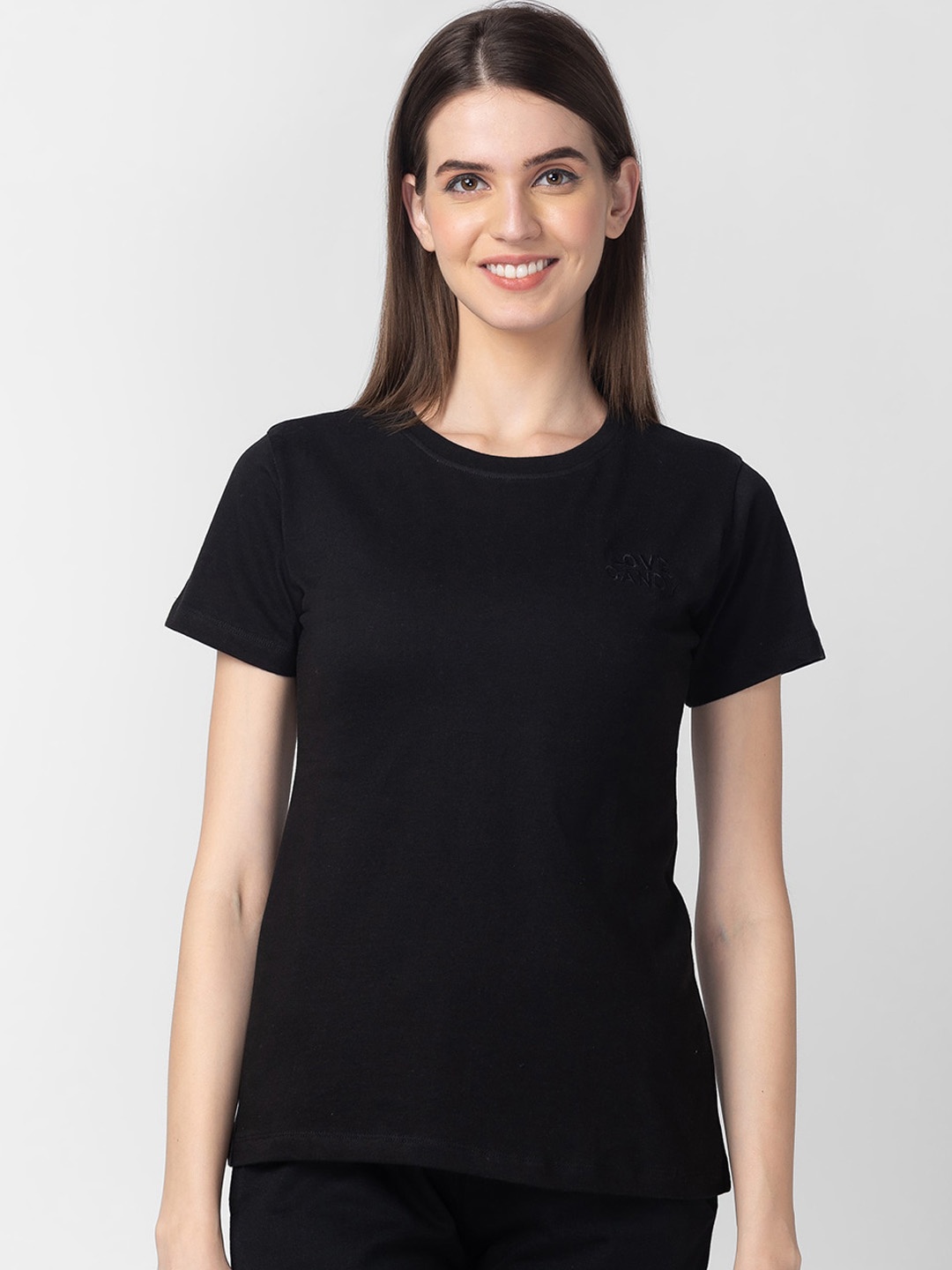 

Candyskin Women Pure Cotton Lounge T-Shirt, Black