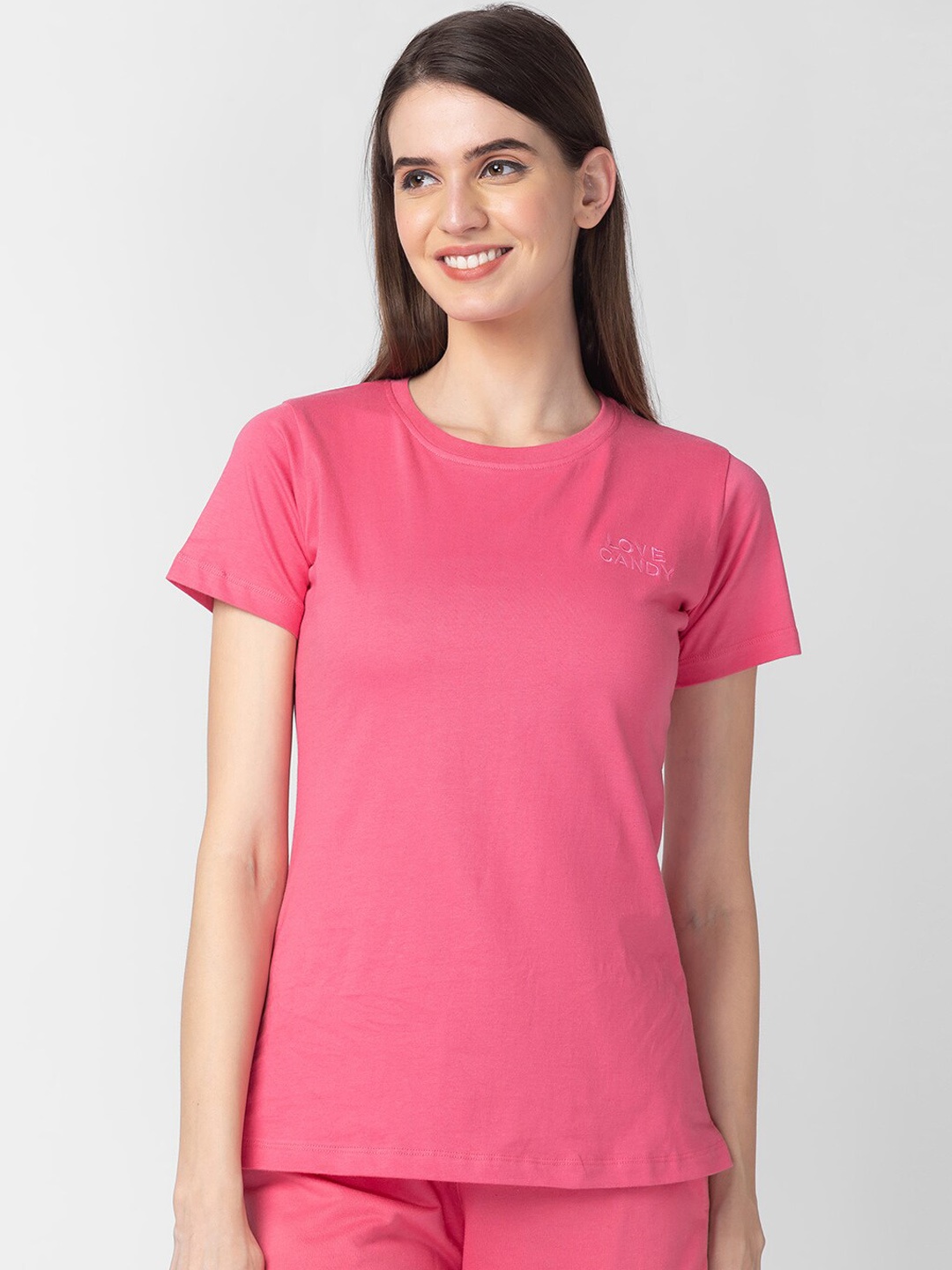 

Candyskin Women Pure Cotton Lounge T-Shirt, Pink