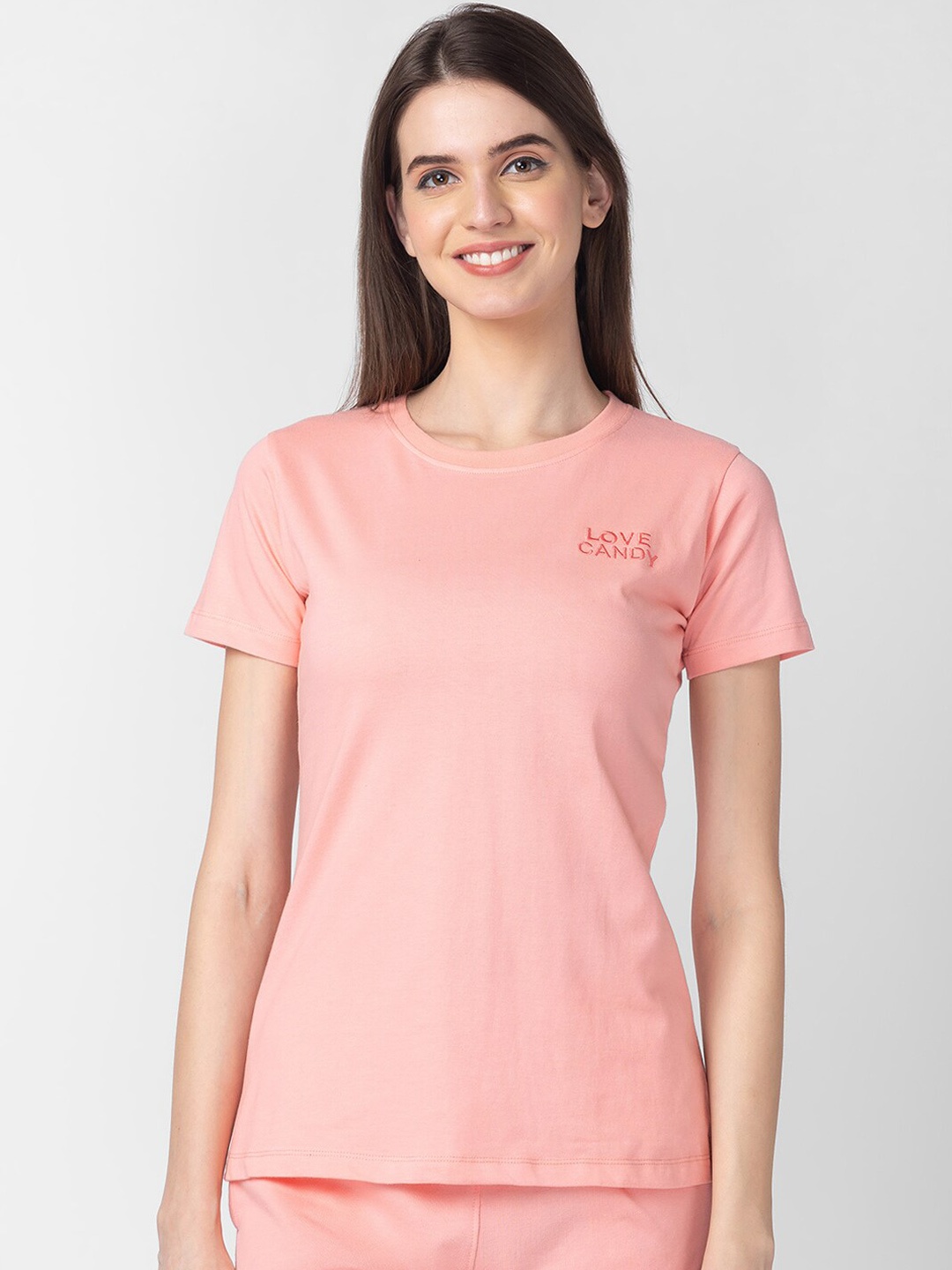 

Candyskin Women Pure Cotton Lounge T-shirt, Peach