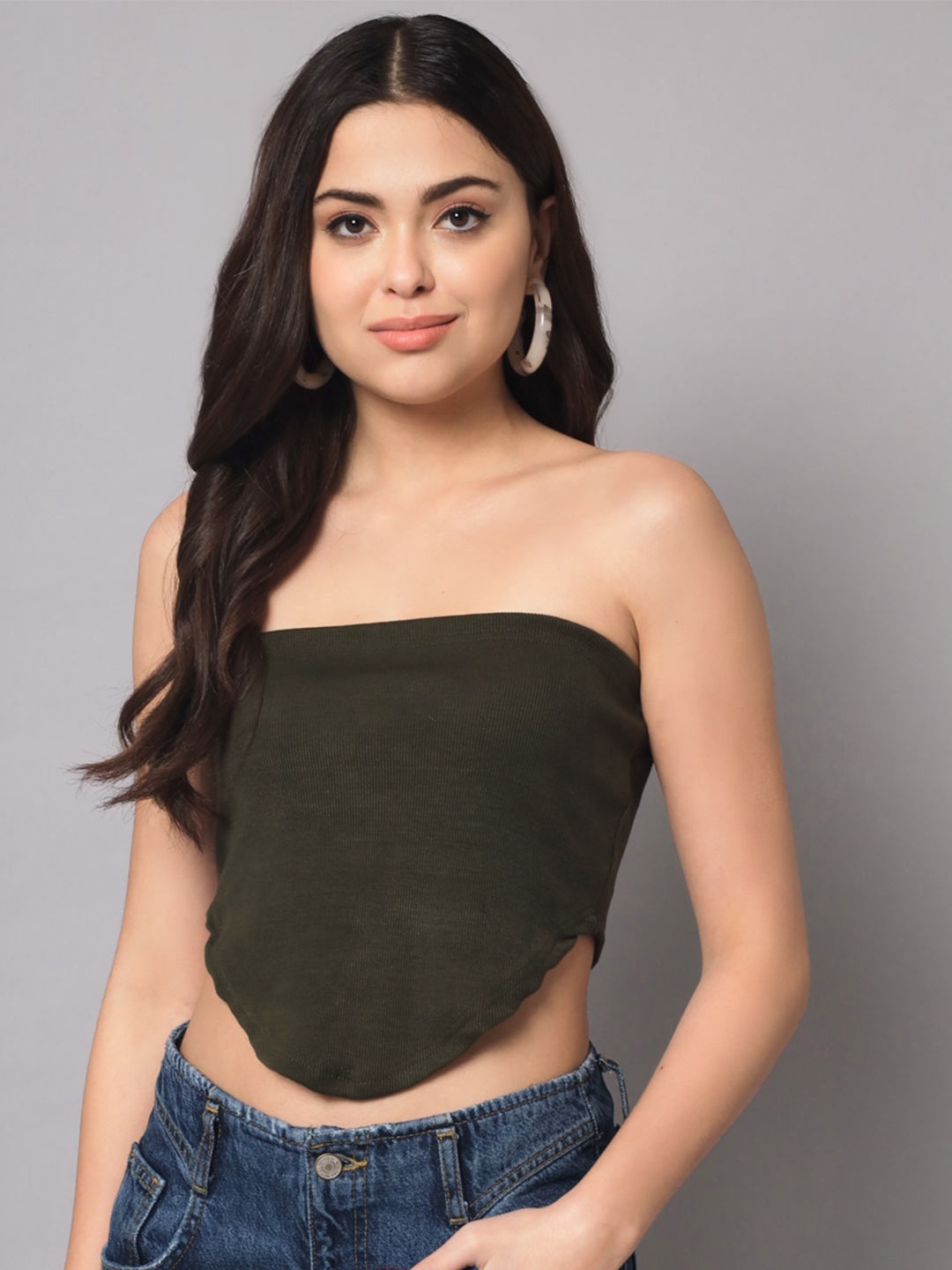 

AAHWAN Tube Crop Top, Green
