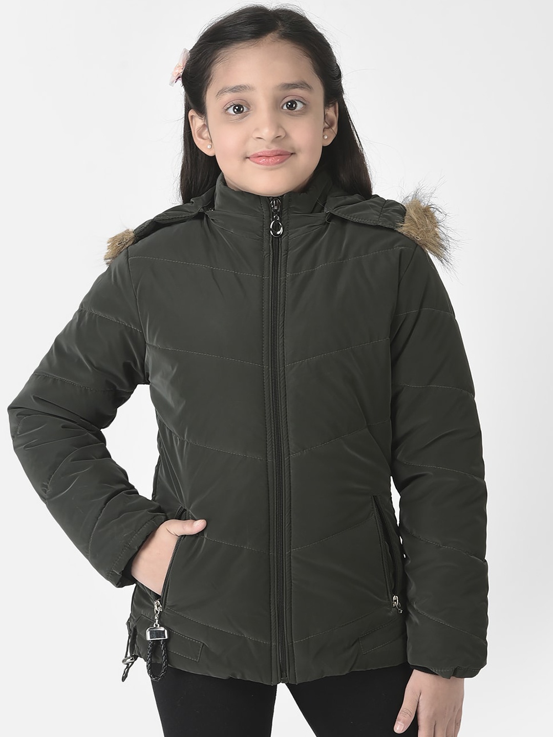 

Crimsoune Club Girls Hooded Parka Jacket, Olive