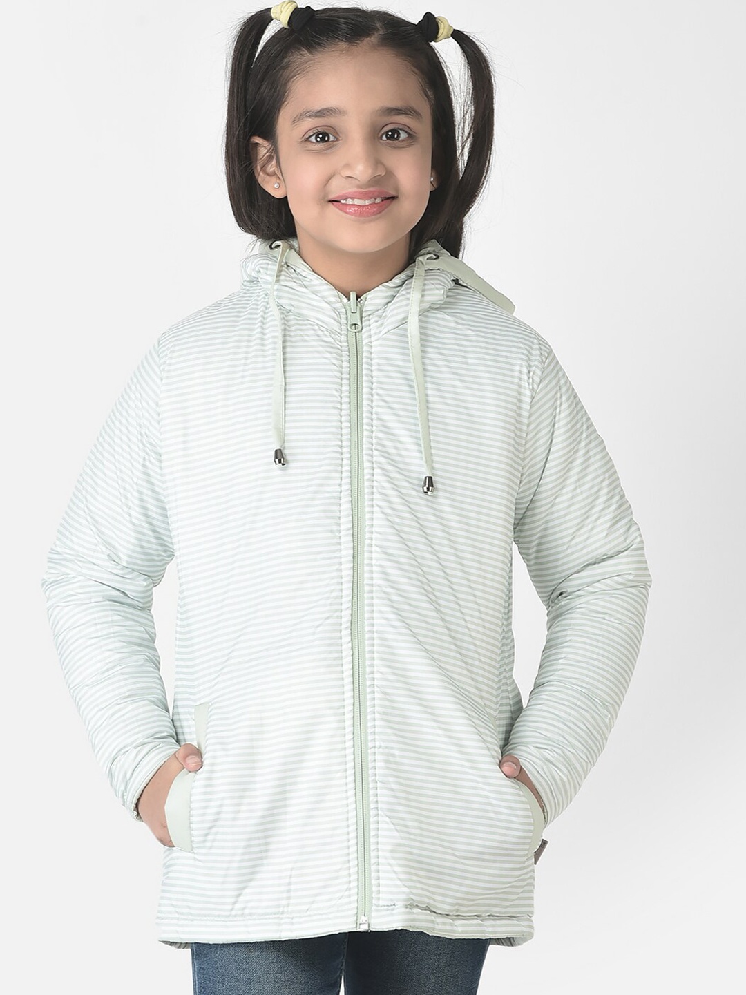 

Crimsoune Club Girls Reversible Padded Jacket with Embroidered, Sea green