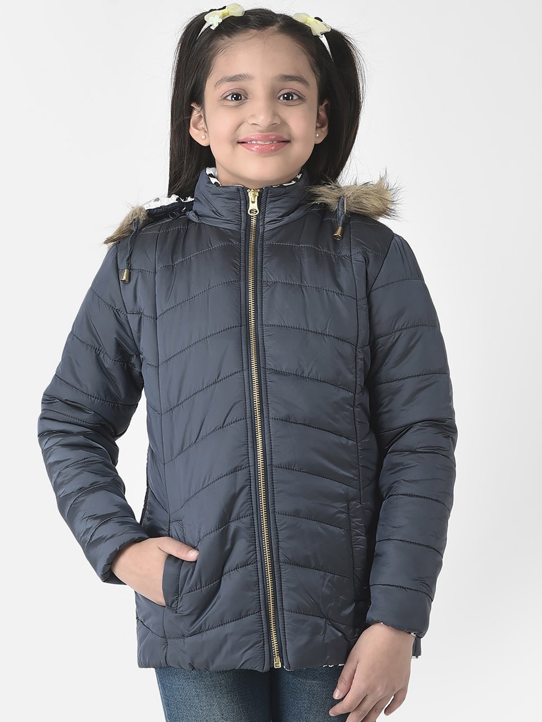 

Crimsoune Club Girls Hooded Padded Jacket, Navy blue