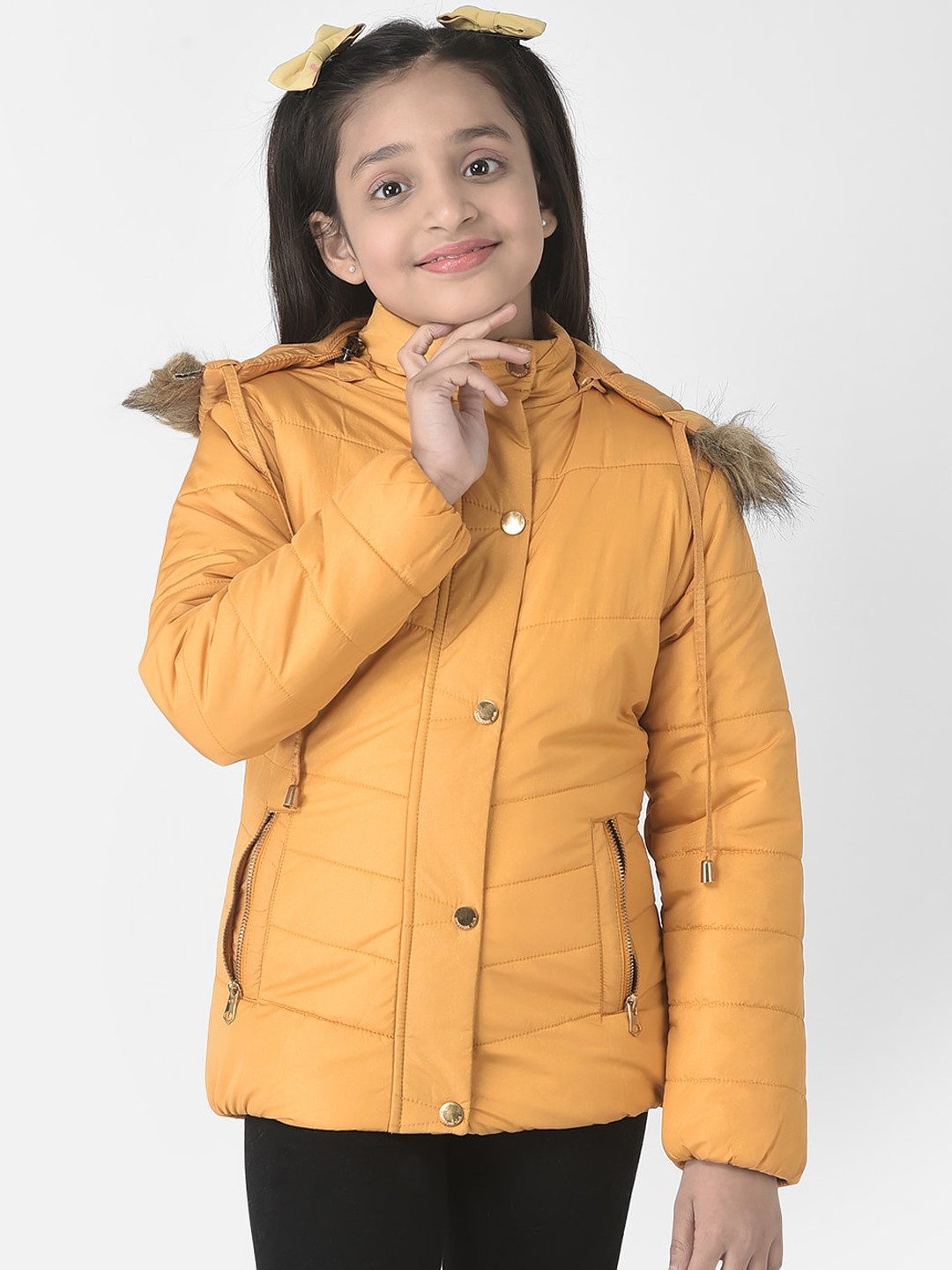 

Crimsoune Club Girls Hooded Padded Jacket, Mustard