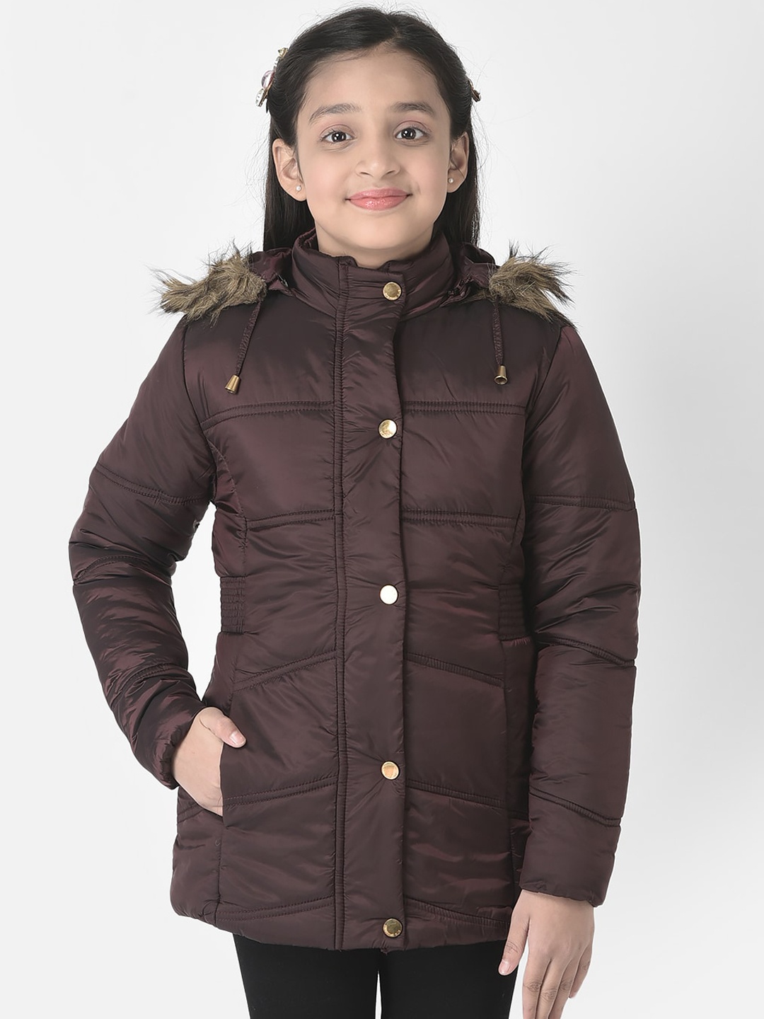 

Crimsoune Club Girls Hooded Longline Padded Jacket, Purple