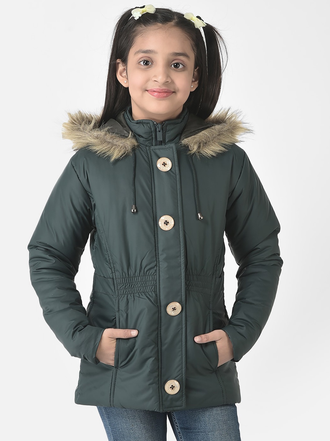 

Crimsoune Club Girls Hooded Padded Jacket, Green