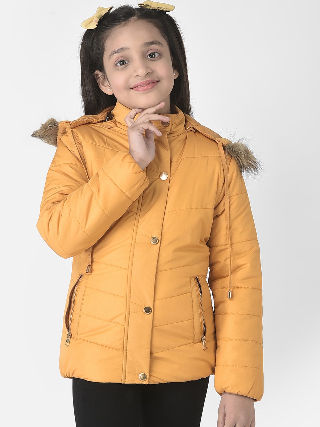 

Crimsoune Club Girls Hooded Padded Jacket, Mustard