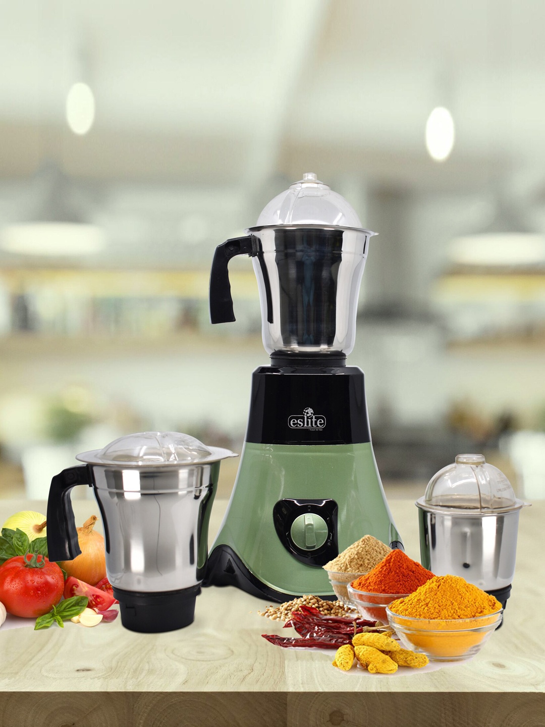 

Eslite Green & Silver-Toned Mixer Grinder with 3 Stainless Steel Jars - 750W