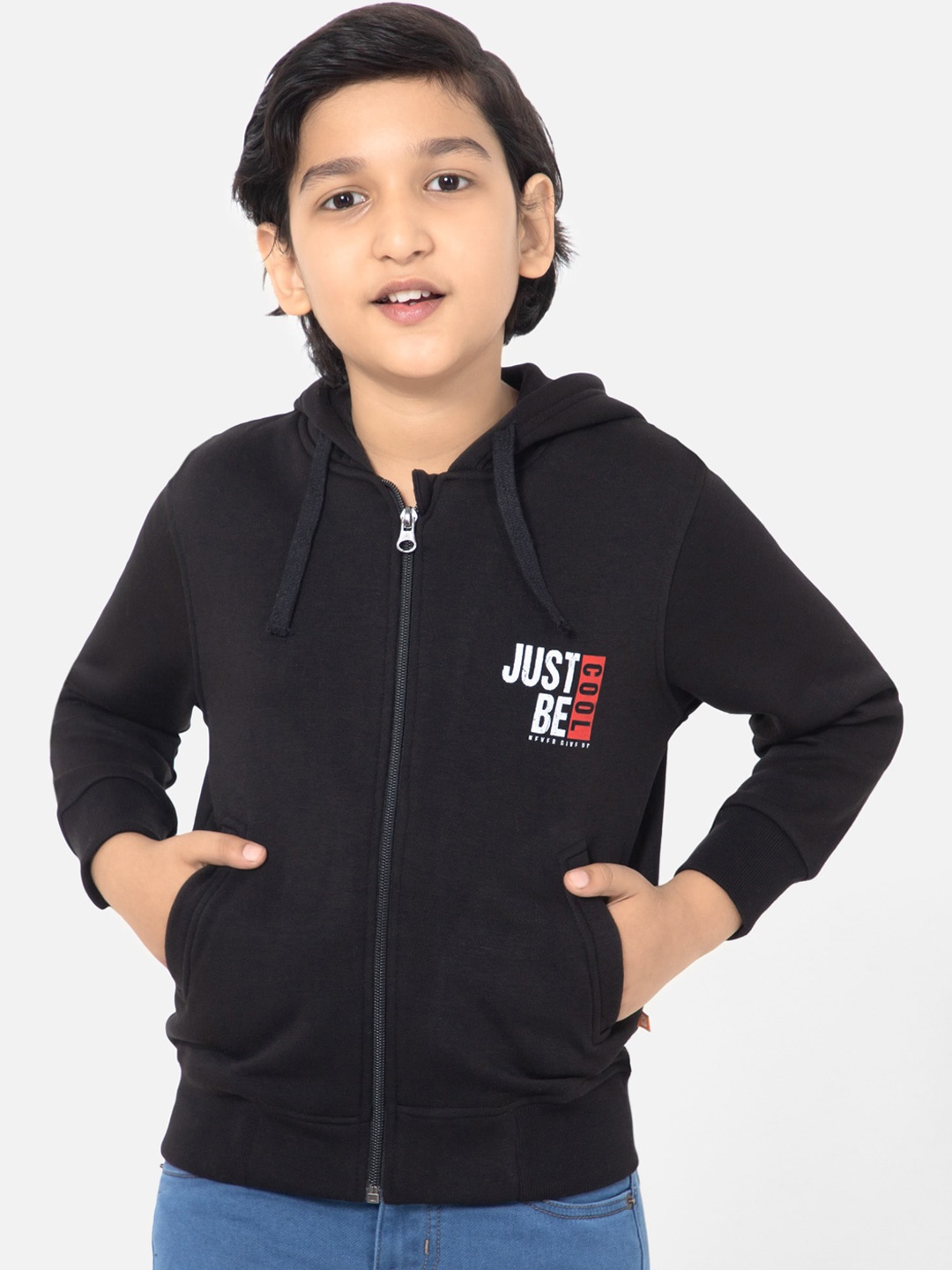 

Bodycare Boys Hooded Front-Open Fleece Straight Sweatshirts, Black