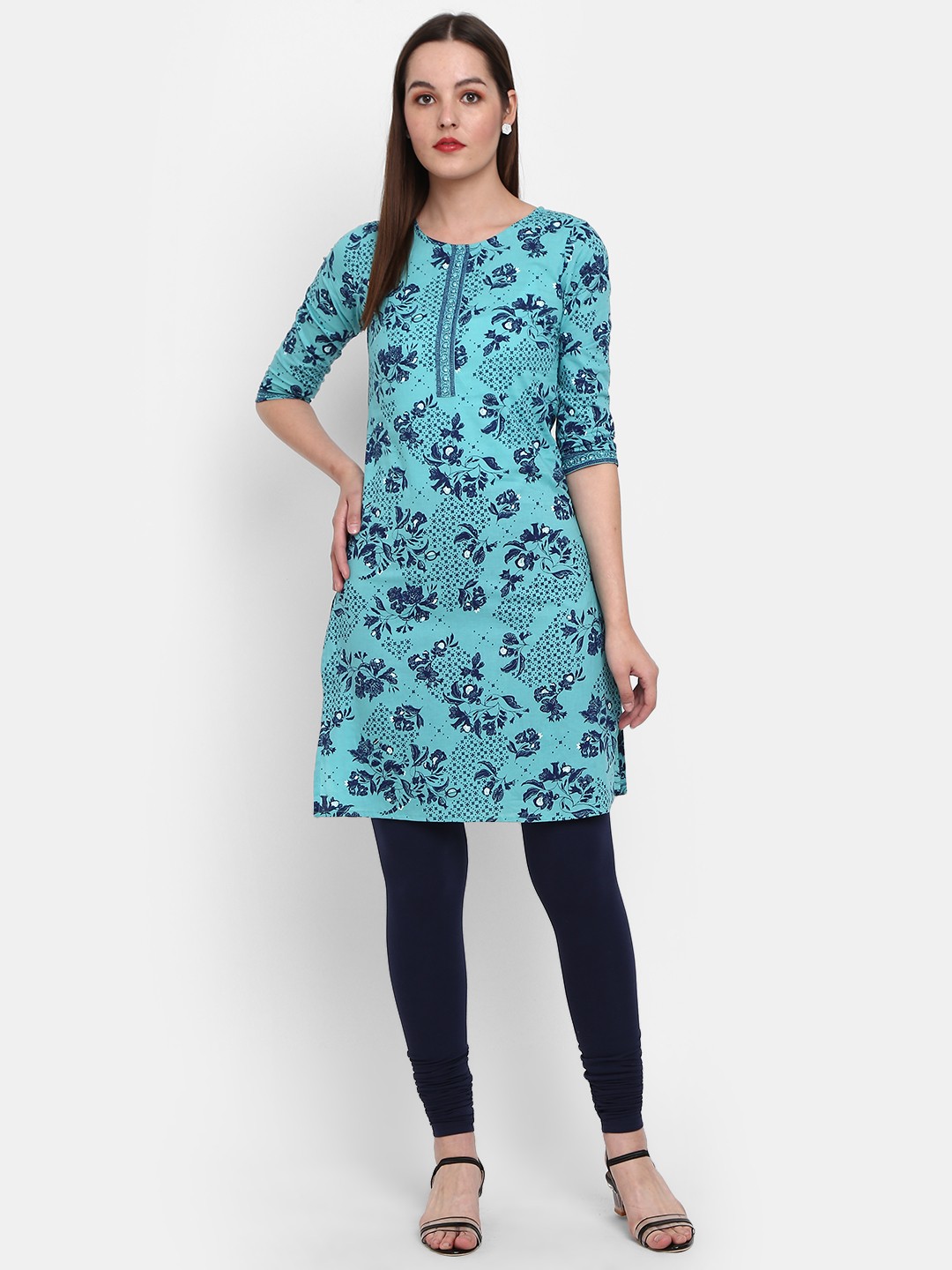 

V-Mart Floral Printed Floral Kurta, Teal