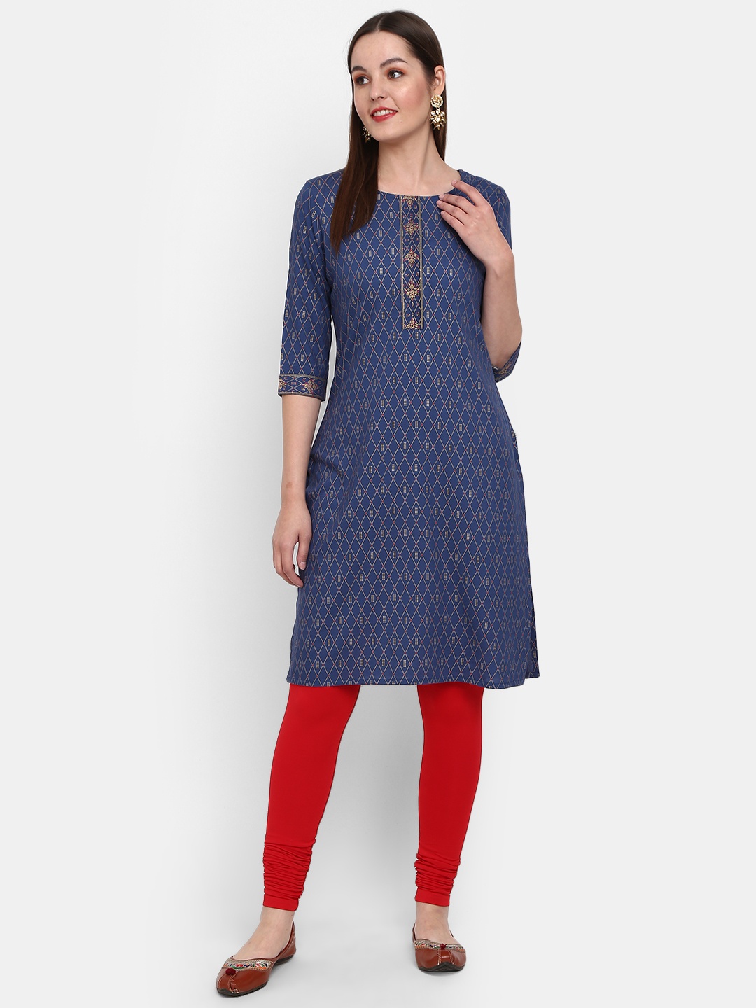 

V-Mart Geometric Printed Indigo Kurta, Blue