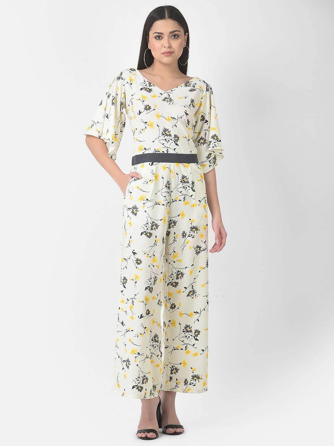 

Eavan Printed Basic Jumpsuit, White