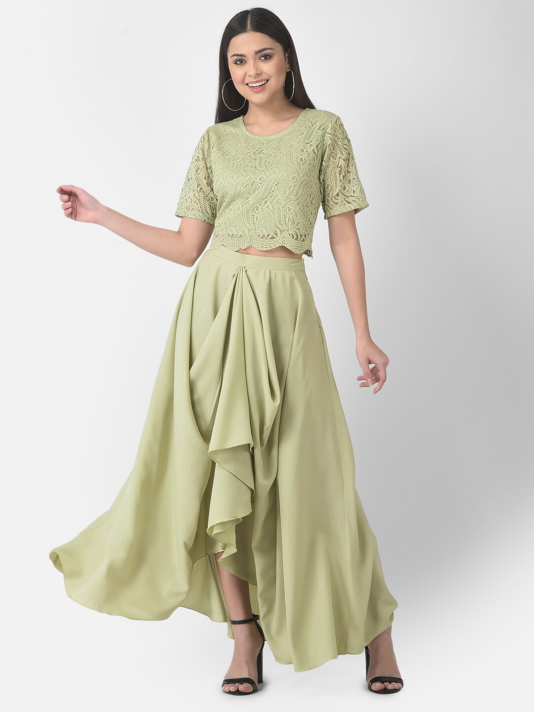 

Eavan Women Top And Skirt Co-Ord Set, Green