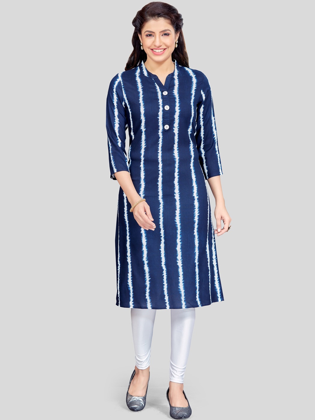 

Saree Swarg Women Striped Kurta, Blue