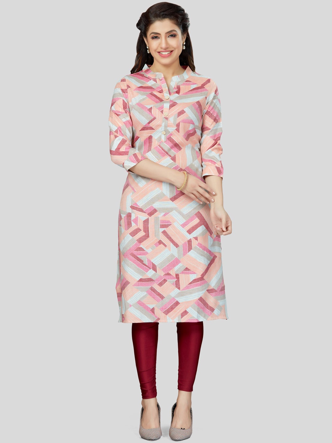 

Saree Swarg Women Geometric Printed Kurta, Cream