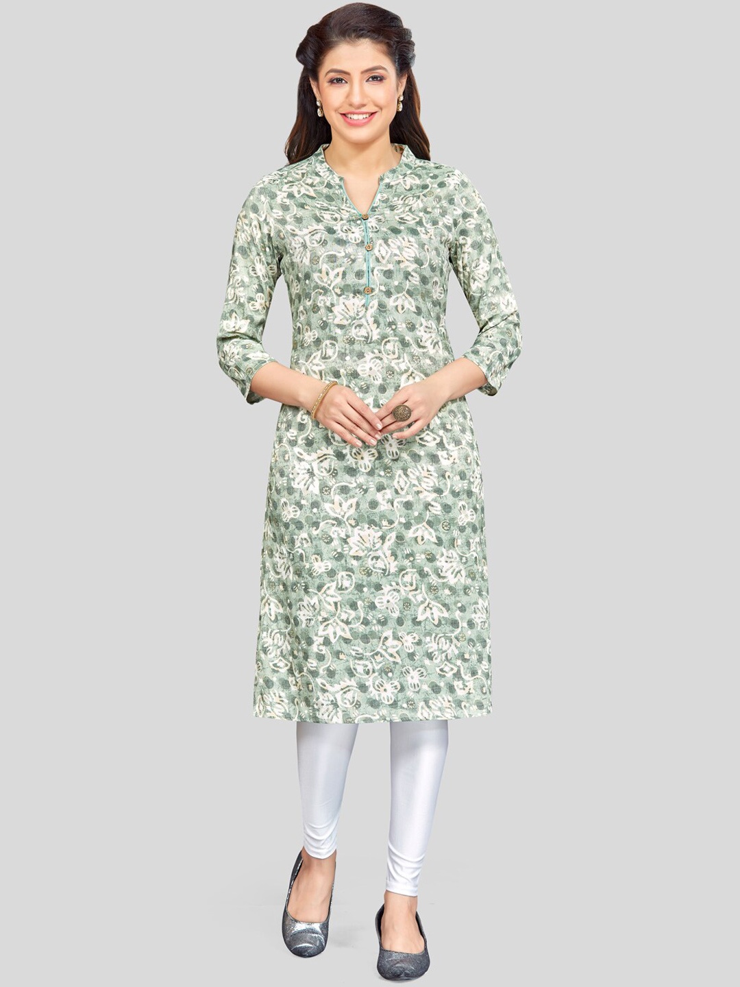 

Saree Swarg Women Floral Printed Kurta, Green