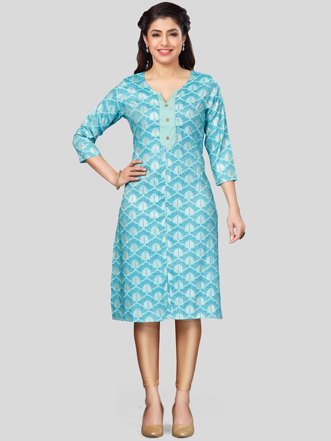 

Saree Swarg Ethnic Motifs Printed Gotta Patti Kurta, Blue