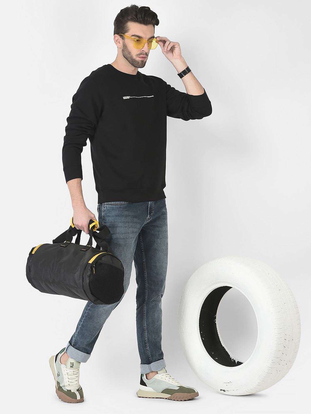 

Crimsoune Club Men Printed Cotton Sweatshirt, Black