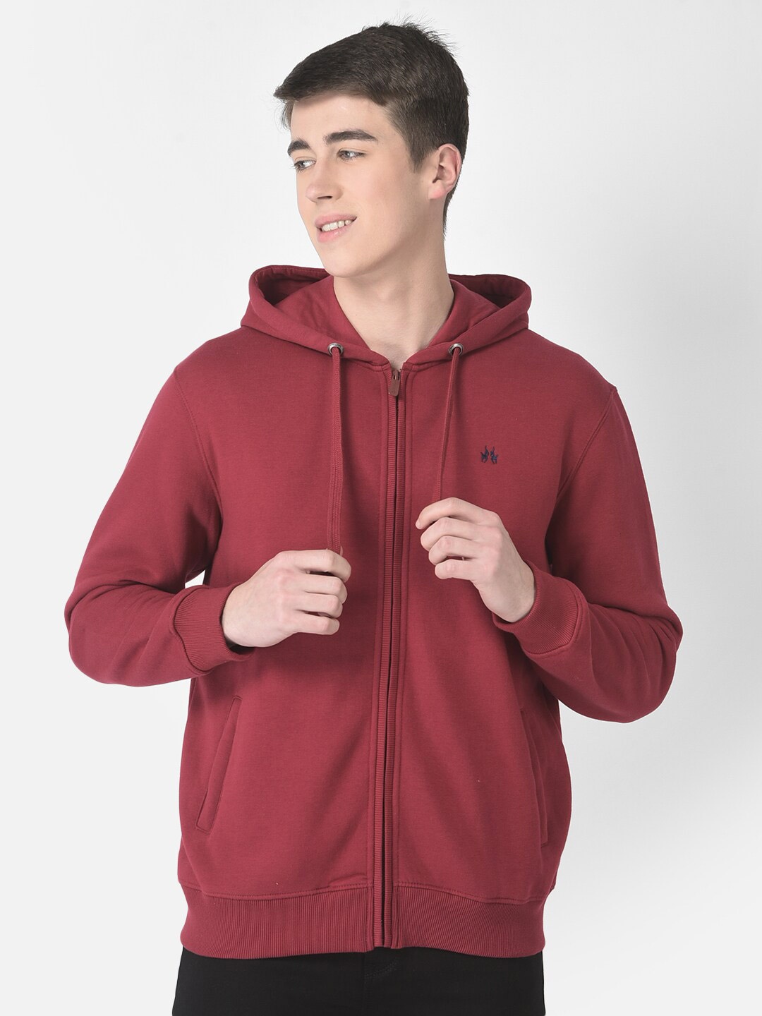 

Crimsoune Club Men Cotton Hooded Sweatshirt, Maroon