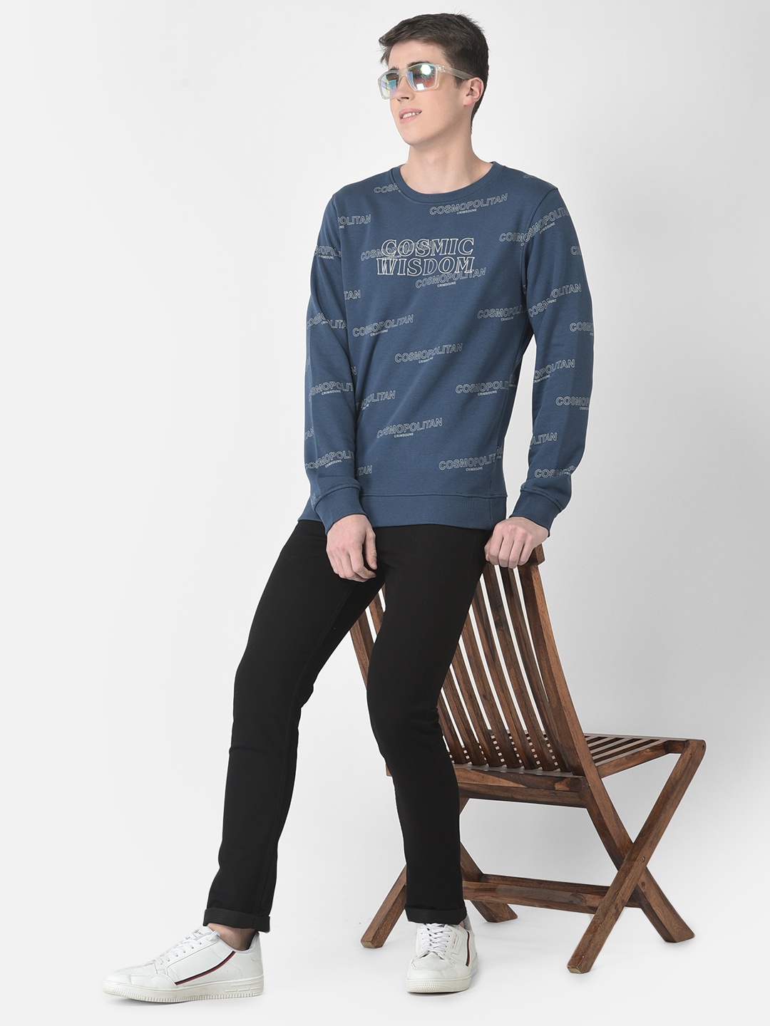 

Crimsoune Club Men Printed Cotton Sweatshirt, Teal