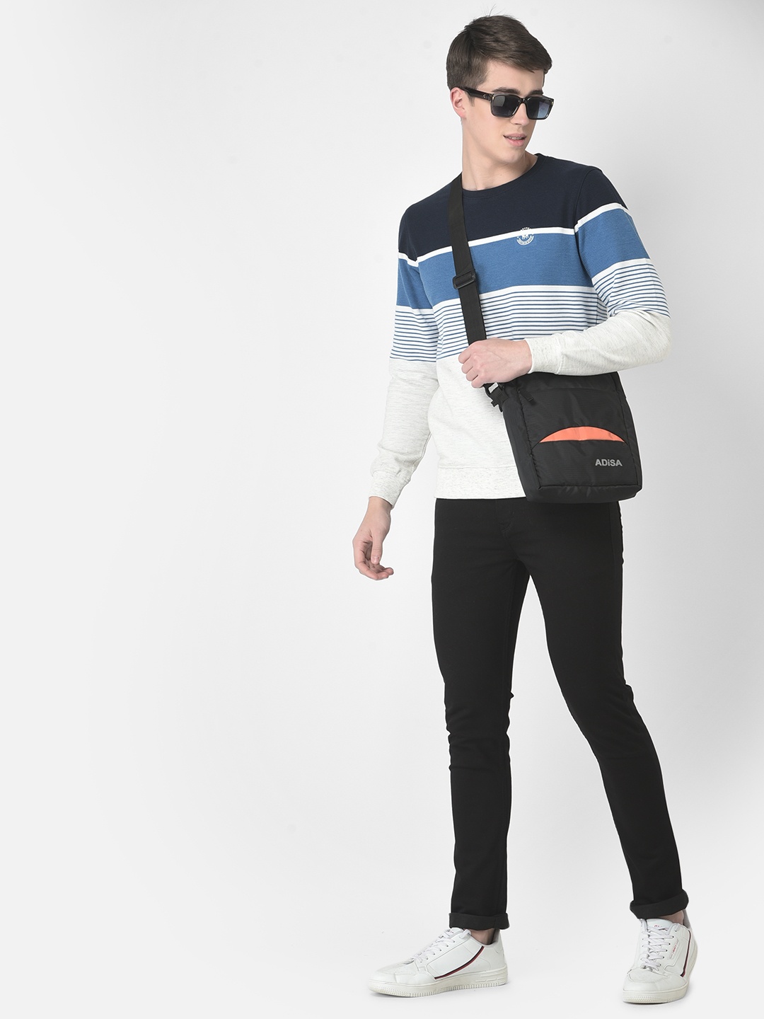 

Crimsoune Club Men Striped Pullover Sweatshirt, Navy blue