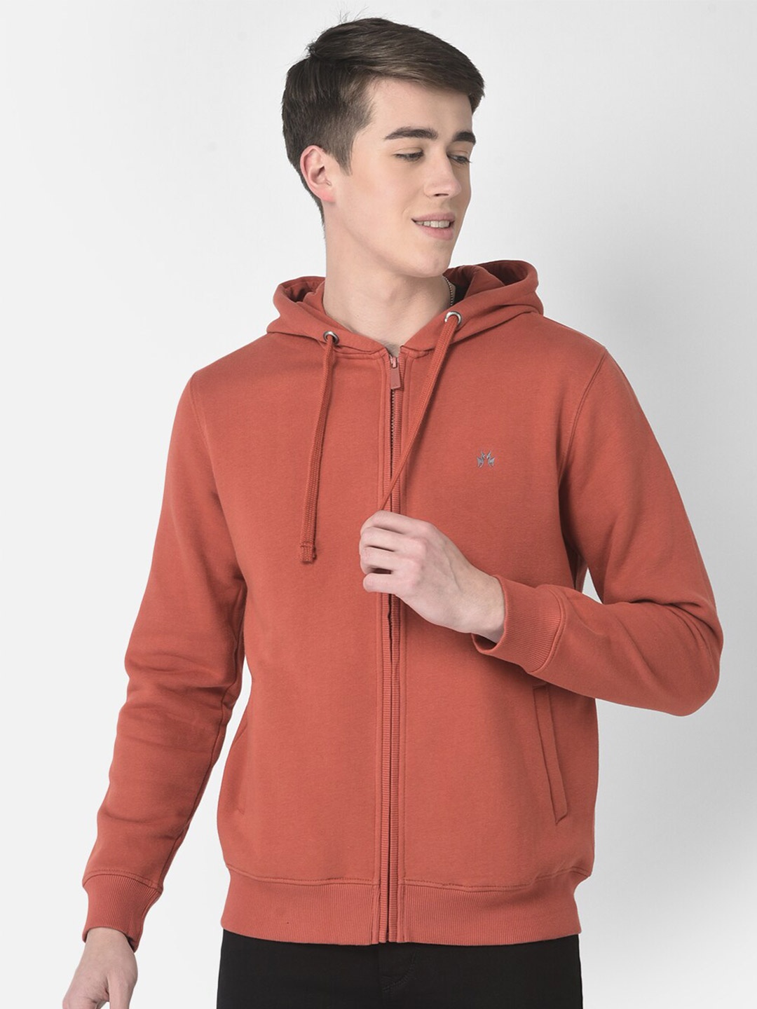 

Crimsoune Club Men Hooded Cotton Sweatshirt, Rust