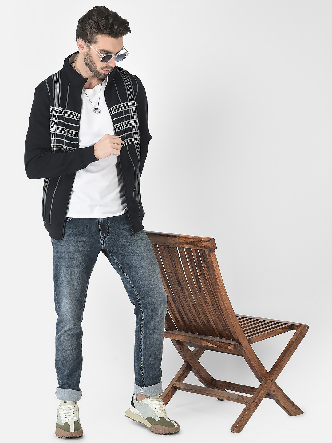 

Crimsoune Club Men Checked Sweatshirt, Navy blue