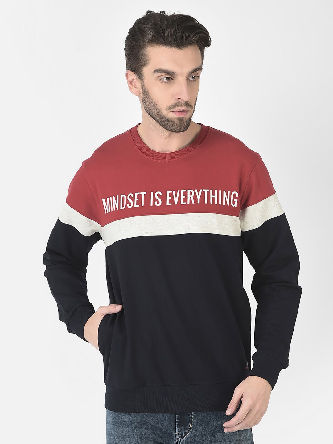 

Crimsoune Club Men Colourblocked Sweatshirt, Red