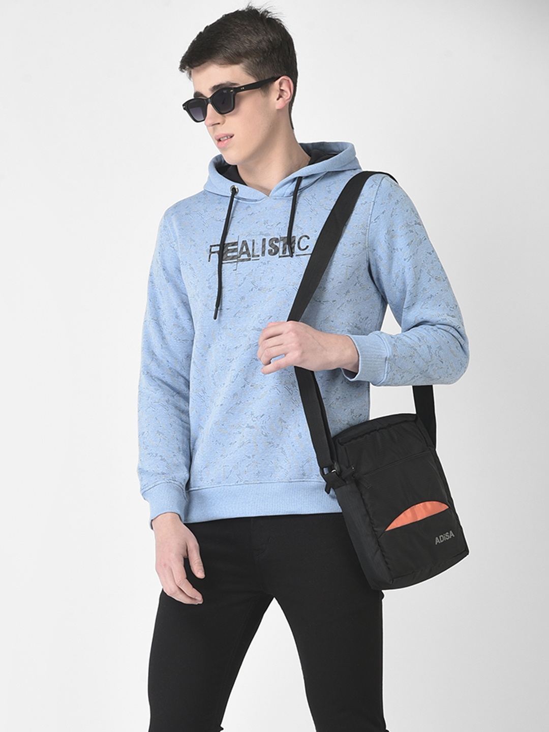 

Crimsoune Club Men Printed Hooded Sweatshirt, Blue
