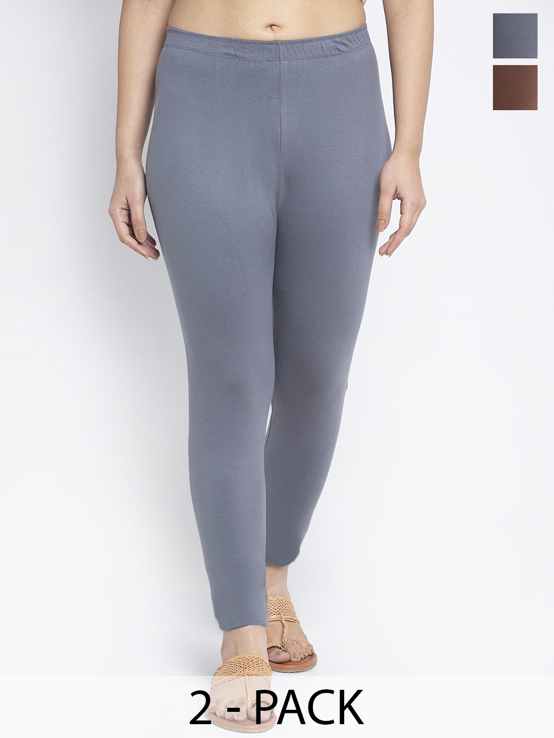 

Jinfo Pack of 2 Ankle Length Leggings, Grey