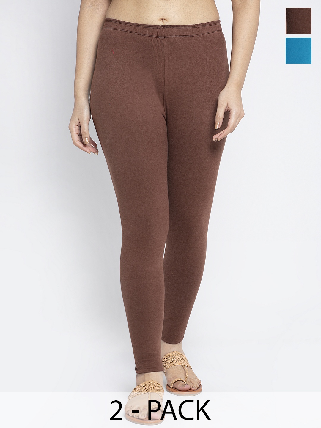 

Jinfo Pack of 2 Ankle Length Leggings, Brown