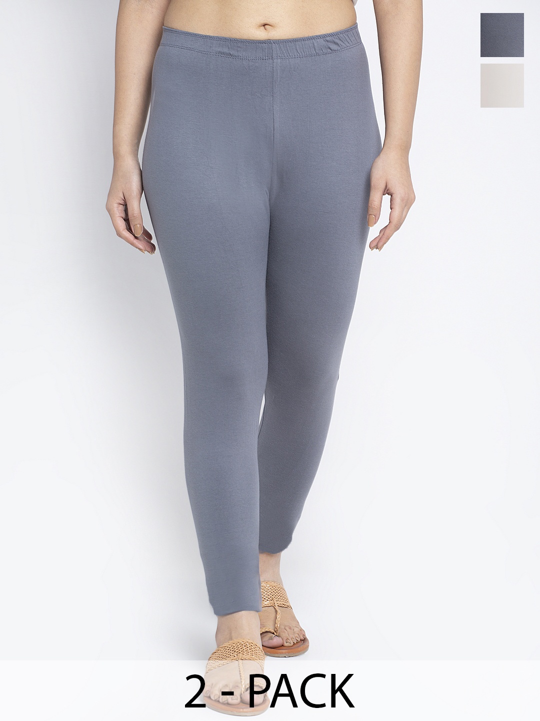 

Jinfo Pack of 2 Comfortable-Fit Ankle-Length Leggings, White